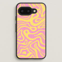 Yellow And Pink Waves Pattern  - Psychedelic Phone Case for Google Pixel 9a