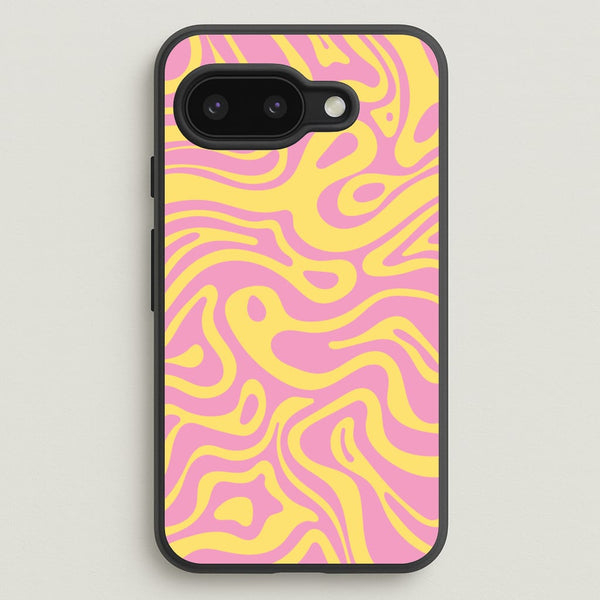 Yellow And Pink Waves Pattern  - Psychedelic Phone Case for Google Pixel 9a