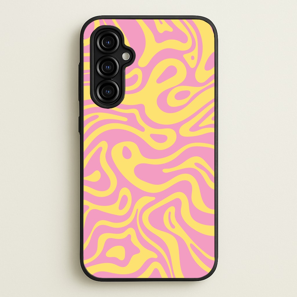 Yellow And Pink Waves Pattern  - Psychedelic Phone Case for Galaxy A54