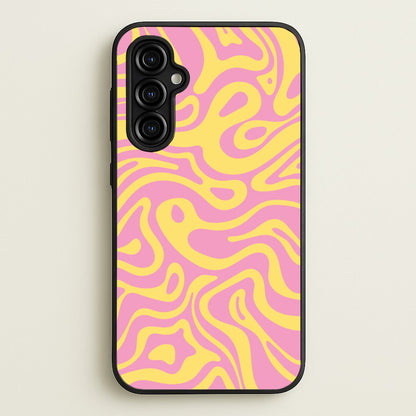Yellow And Pink Waves Pattern  - Psychedelic Phone Case for Galaxy A54