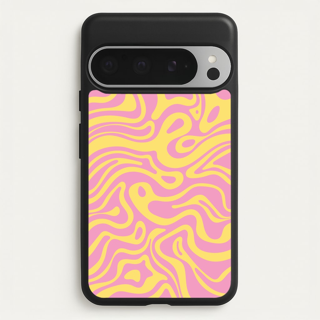 Yellow And Pink Waves Pattern  - Psychedelic Phone Case for Google Pixel 9 Pro XL