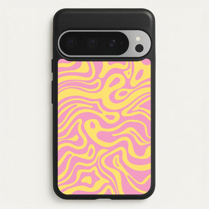 Yellow And Pink Waves Pattern  - Psychedelic Phone Case for Google Pixel 9 Pro XL