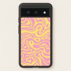Yellow And Pink Waves Pattern  - Psychedelic Phone Case for Google Pixel 8a