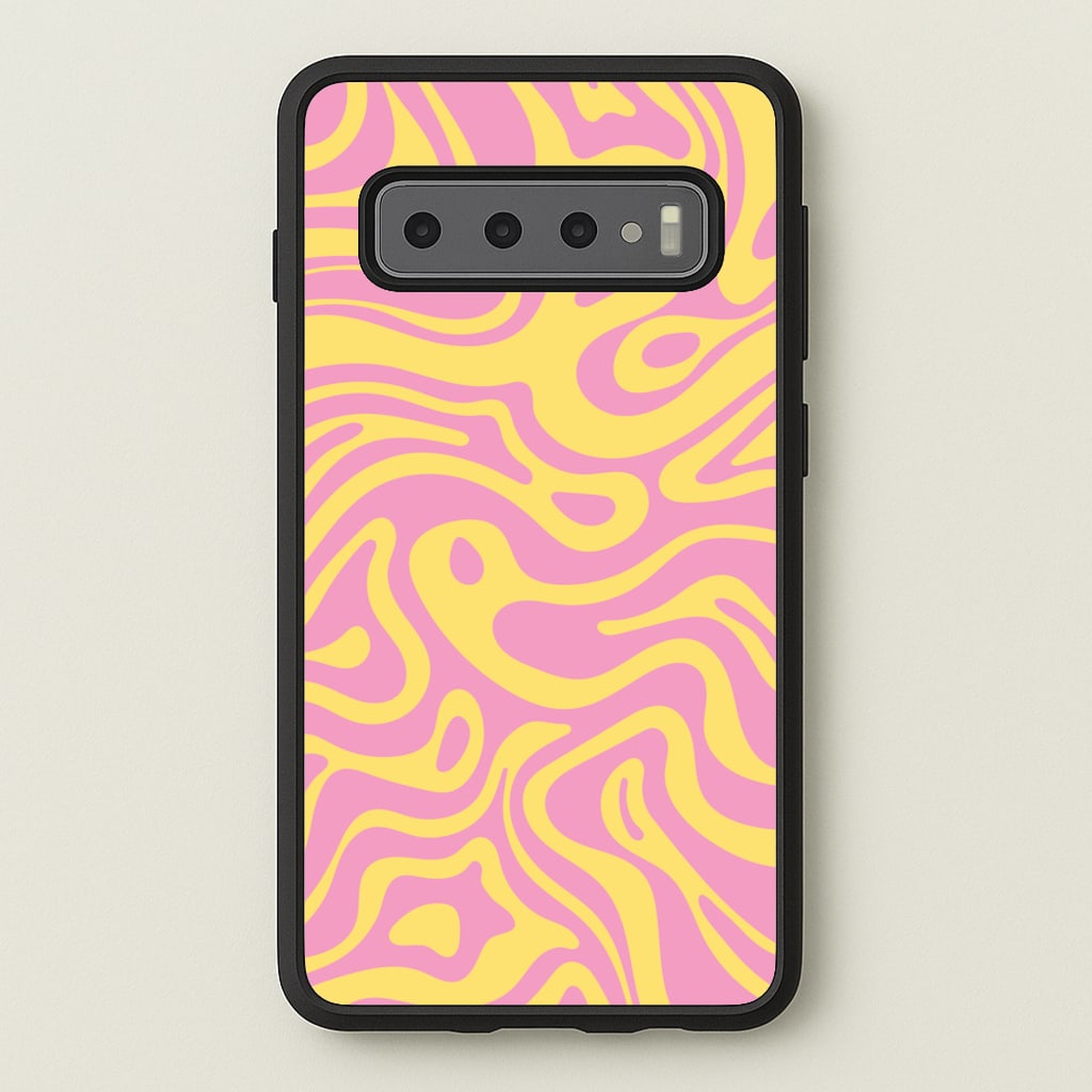 Yellow And Pink Waves Pattern  - Psychedelic Phone Case for Galaxy S10