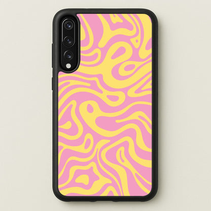 Yellow And Pink Waves Pattern  - Psychedelic Phone Case for Huawei P20 Pro