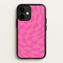 Pink Trippy Checkerboard Pattern  - Psychedelic Phone Case for iPhone 12 Mini