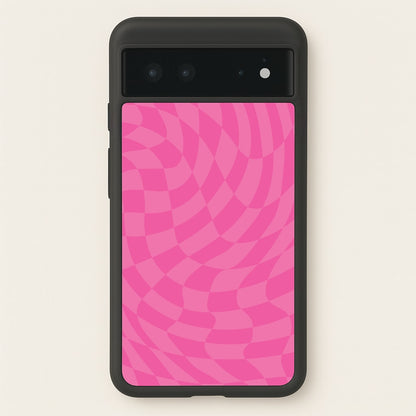 Pink Trippy Checkerboard Pattern  - Psychedelic Phone Case for Google Pixel 6