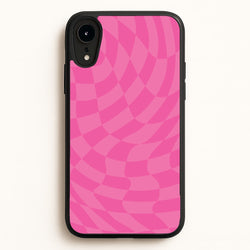 Pink Trippy Checkerboard Pattern  - Psychedelic Phone Case for iPhone XR