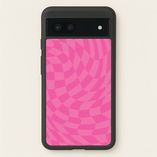 Pink Trippy Checkerboard Pattern  - Psychedelic Phone Case for Google Pixel 6a