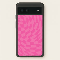 Pink Trippy Checkerboard Pattern  - Psychedelic Phone Case for Google Pixel 7a