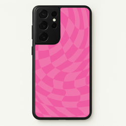 Pink Trippy Checkerboard Pattern  - Psychedelic Phone Case for Galaxy S21 Ultra