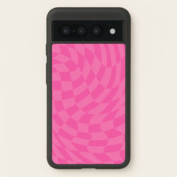 Pink Trippy Checkerboard Pattern  - Psychedelic Phone Case for Google Pixel 7 Pro