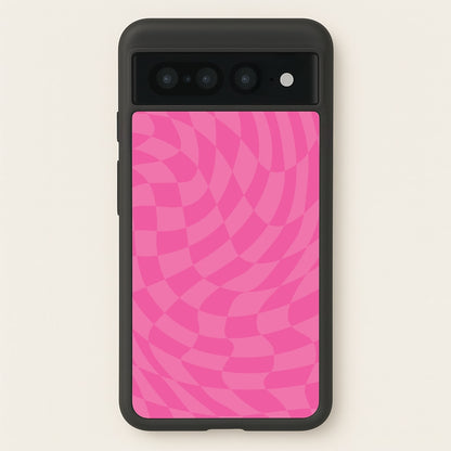 Pink Trippy Checkerboard Pattern  - Psychedelic Phone Case for Google Pixel 7 Pro