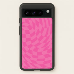 Pink Trippy Checkerboard Pattern  - Psychedelic Phone Case for Google Pixel 8 Pro