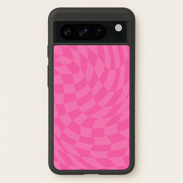 Pink Trippy Checkerboard Pattern  - Psychedelic Phone Case for Google Pixel 8 Pro