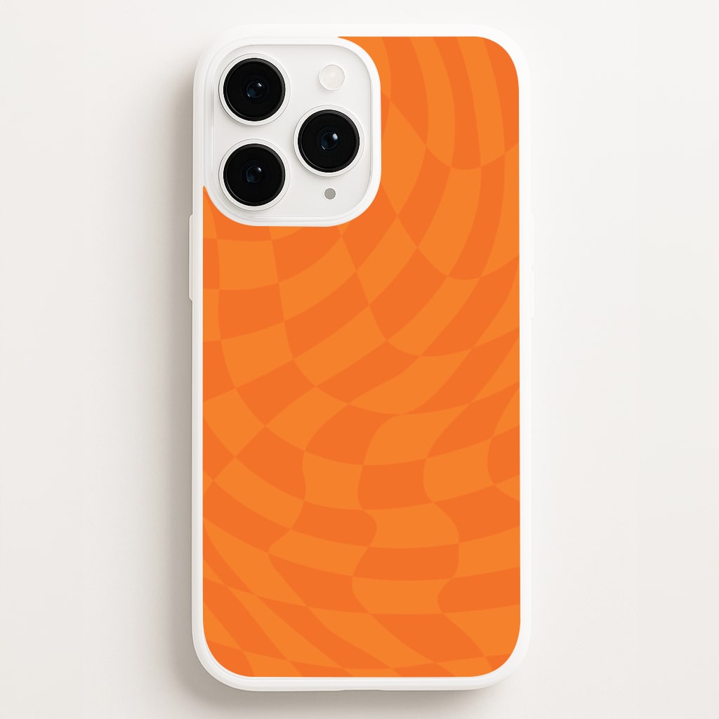Orange Trippy Checkerboard Pattern Phone Case