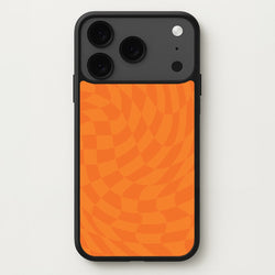 Orange Trippy Checkerboard Pattern Phone Case for iPhone 17 Pro