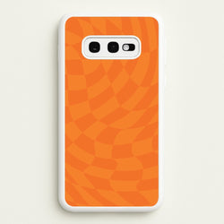 Orange Trippy Checkerboard Pattern  - Psychedelic Phone Case for Galaxy S10e