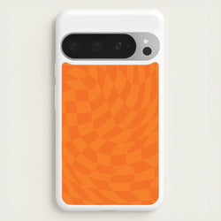 Orange Trippy Checkerboard Pattern  - Psychedelic Phone Case for Google Pixel 9 Pro XL