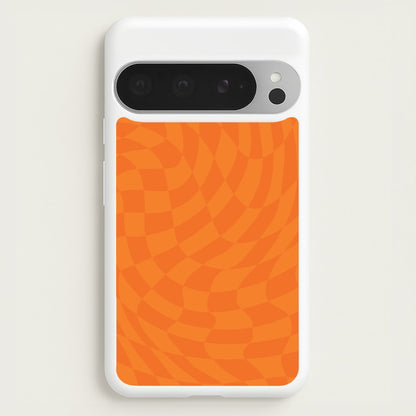 Orange Trippy Checkerboard Pattern  - Psychedelic Phone Case for Google Pixel 9 Pro XL