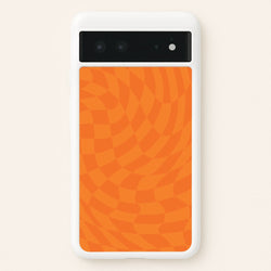 Orange Trippy Checkerboard Pattern  - Psychedelic Phone Case for Google Pixel 6