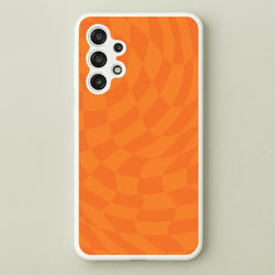 Orange Trippy Checkerboard Pattern  - Psychedelic Phone Case for Galaxy A13