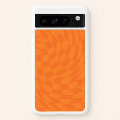 Orange Trippy Checkerboard Pattern  - Psychedelic Phone Case for Google Pixel 8 Pro