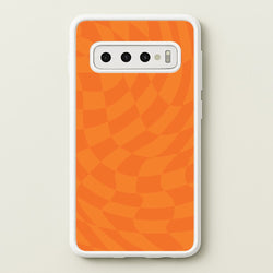 Orange Trippy Checkerboard Pattern  - Psychedelic Phone Case for Galaxy S10