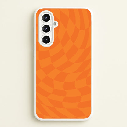 Orange Trippy Checkerboard Pattern  - Psychedelic Phone Case for Galaxy A16