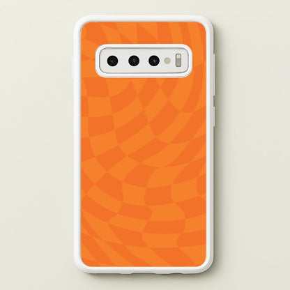 Orange Trippy Checkerboard Pattern  - Psychedelic Phone Case for Galaxy S10 Plus