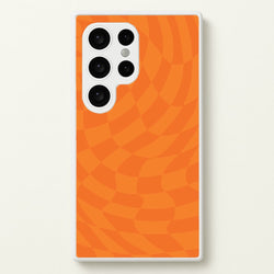 Orange Trippy Checkerboard Pattern  - Psychedelic Phone Case for Galaxy S24 Ultra