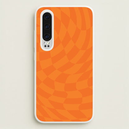 Orange Trippy Checkerboard Pattern  - Psychedelic Phone Case for Huawei P30
