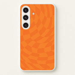 Orange Trippy Checkerboard Pattern  - Psychedelic Phone Case for Galaxy S24FE