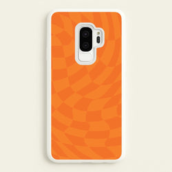 Orange Trippy Checkerboard Pattern  - Psychedelic Phone Case for Galaxy S9 Plus