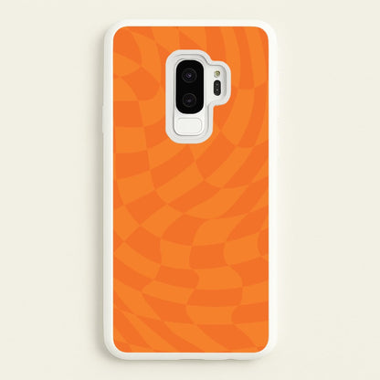 Orange Trippy Checkerboard Pattern  - Psychedelic Phone Case for Galaxy S9 Plus