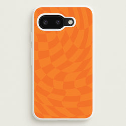 Orange Trippy Checkerboard Pattern  - Psychedelic Phone Case for Google Pixel 9a