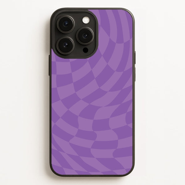 Purple Trippy Checkerboard Pattern  - Psychedelic Phone Case for iPhone 16 Pro Max