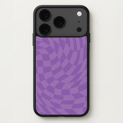 Purple Trippy Checkerboard Pattern Phone Case for iPhone 17 Pro