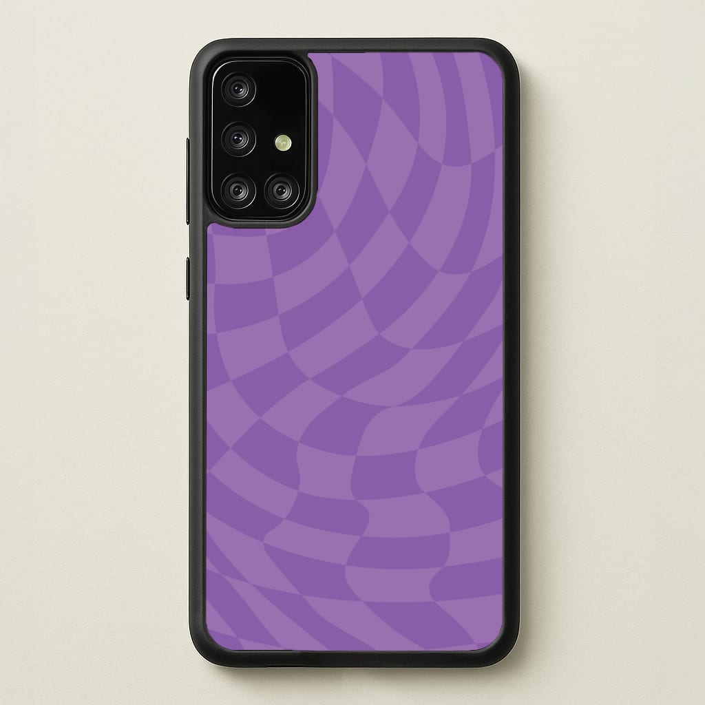 Purple Trippy Checkerboard Pattern  - Psychedelic Phone Case for Galaxy A71