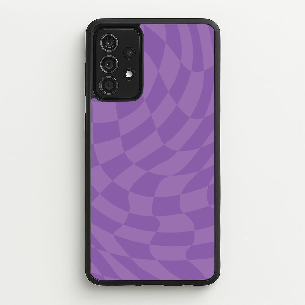 Purple Trippy Checkerboard Pattern  - Psychedelic Phone Case for Galaxy A52 / A52s