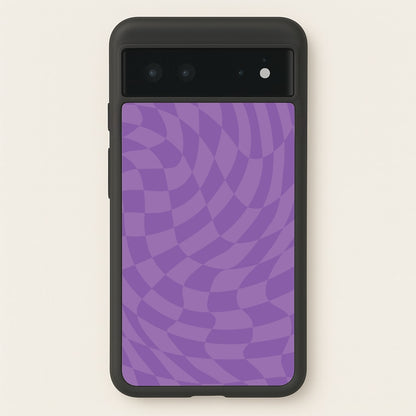 Purple Trippy Checkerboard Pattern  - Psychedelic Phone Case for Google Pixel 6