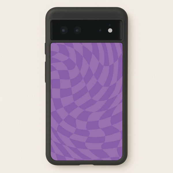 Purple Trippy Checkerboard Pattern  - Psychedelic Phone Case for Google Pixel 6