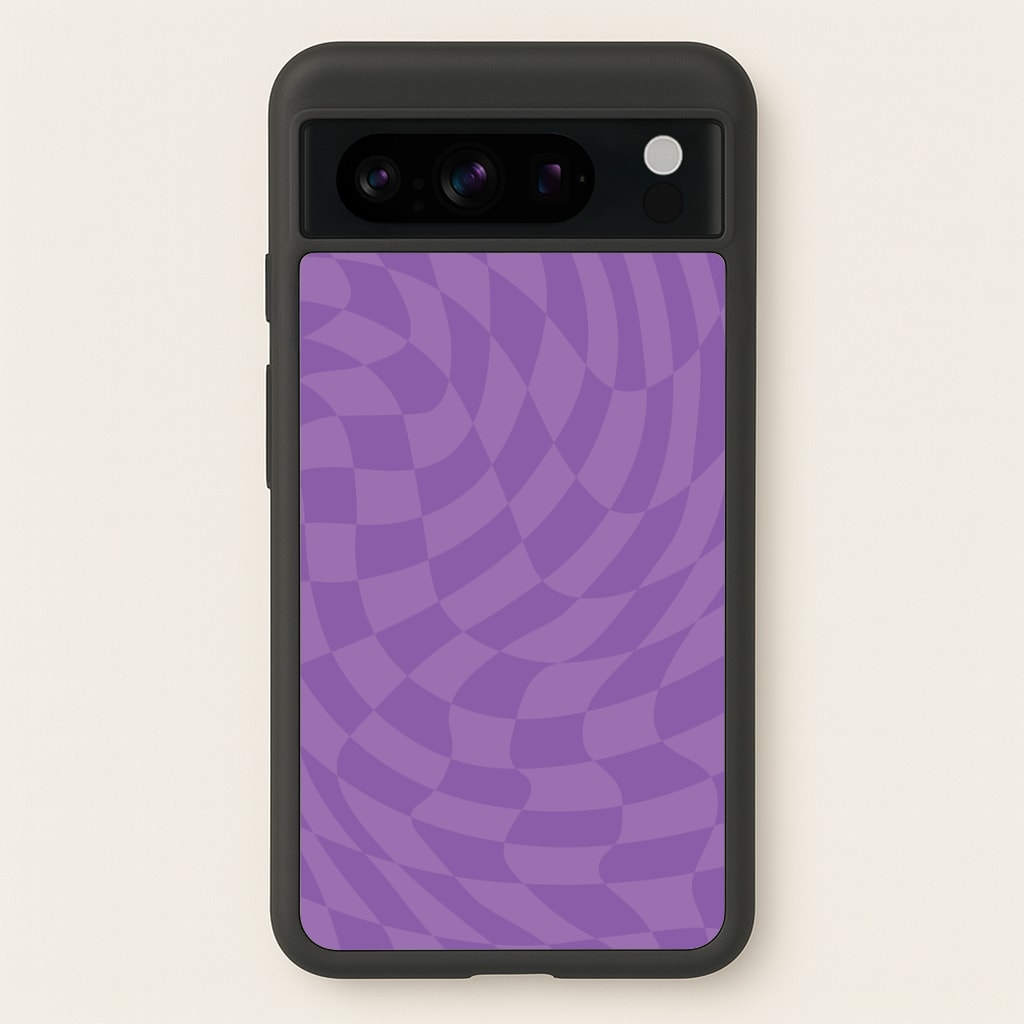 Purple Trippy Checkerboard Pattern  - Psychedelic Phone Case for Google Pixel 8 Pro