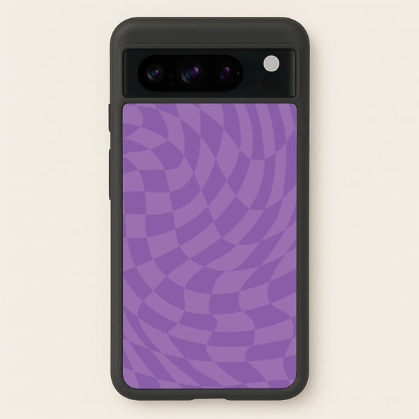 Purple Trippy Checkerboard Pattern  - Psychedelic Phone Case for Google Pixel 8 Pro