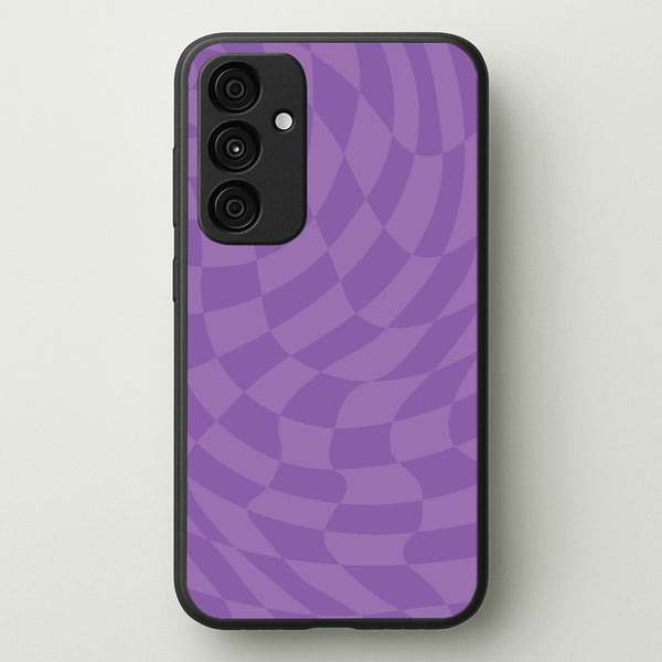 Purple Trippy Checkerboard Pattern  - Psychedelic Phone Case for Galaxy A35
