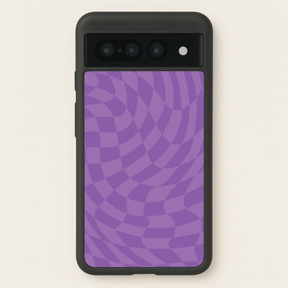 Purple Trippy Checkerboard Pattern  - Psychedelic Phone Case for Google Pixel 7 Pro