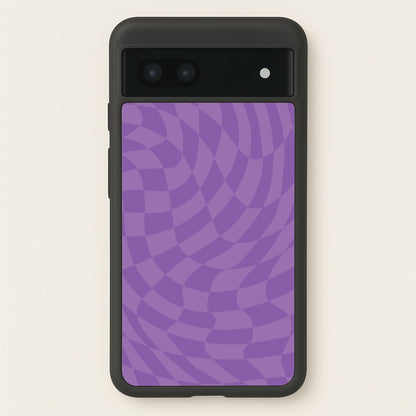 Purple Trippy Checkerboard Pattern  - Psychedelic Phone Case for Google Pixel 6a
