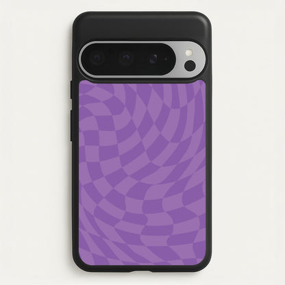 Purple Trippy Checkerboard Pattern  - Psychedelic Phone Case for Google Pixel 9 Pro XL