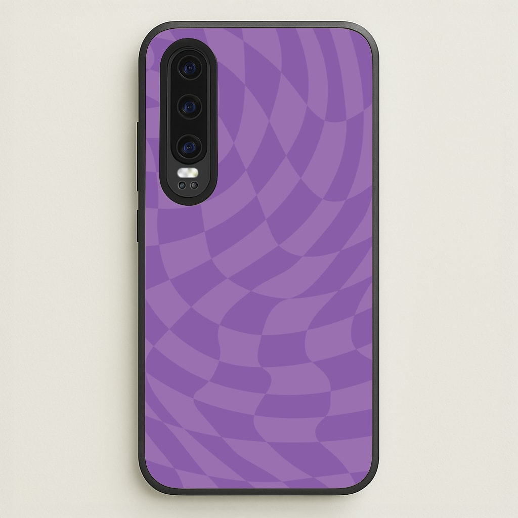 Purple Trippy Checkerboard Pattern  - Psychedelic Phone Case for Huawei P30