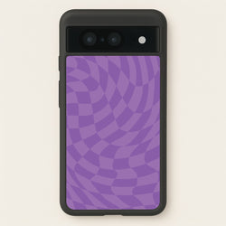 Purple Trippy Checkerboard Pattern  - Psychedelic Phone Case for Google Pixel 8